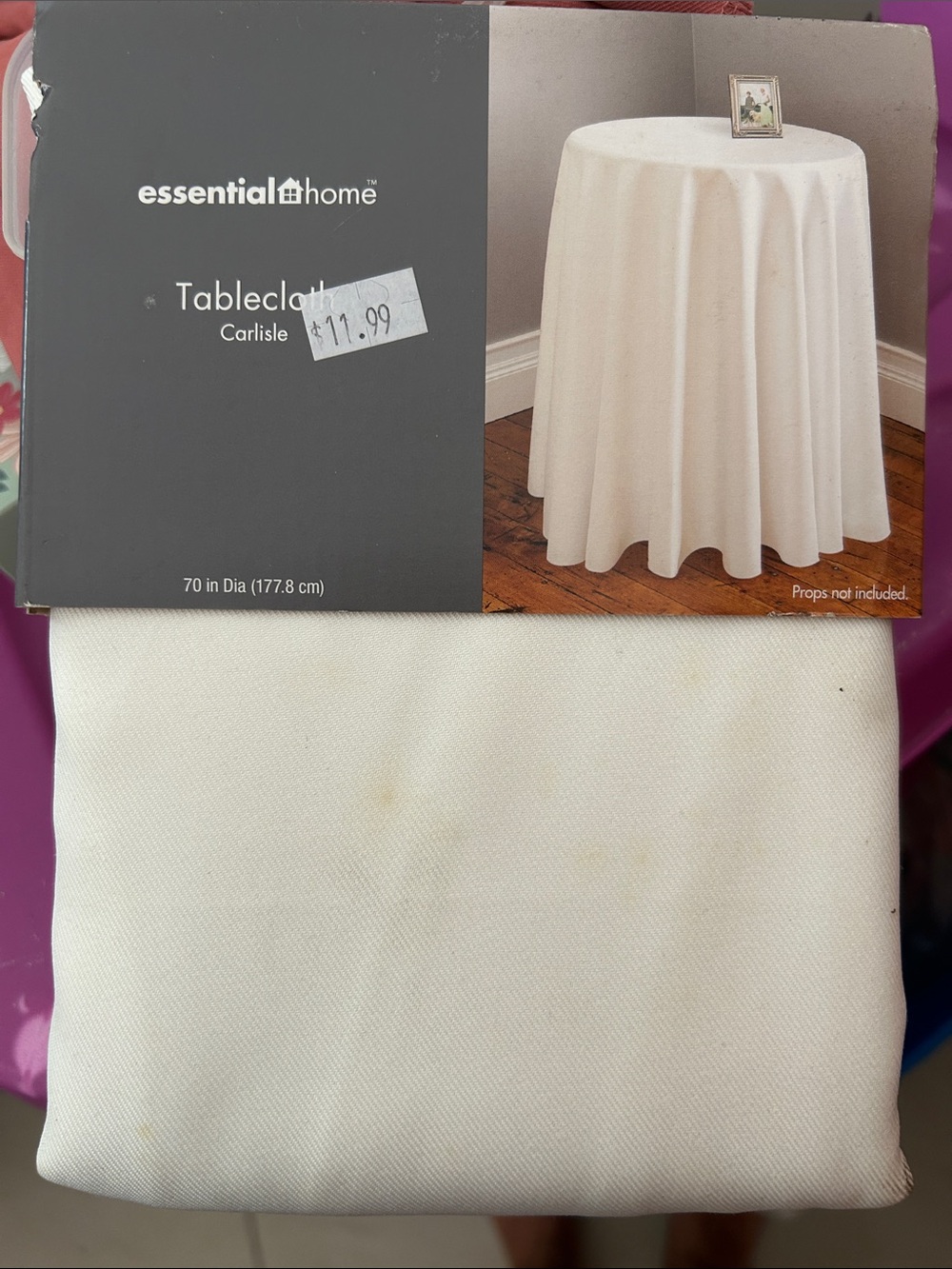 Kmart Carlisle Round Tablecloth in White
